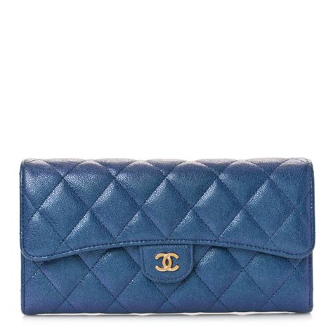 CHANEL Iridescent Caviar Quilted Large Gusset Flap Wallet .